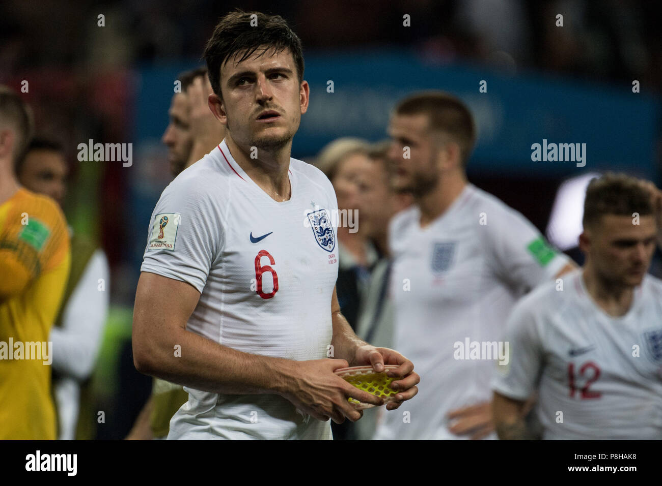 Harry MAGUIRE (ENG) is disappointed, disappointed, disappointed, disappointed, sad, frustrated, frustrated, hastate, half figure, half figure, Croatia (CRO) - England (ENG) 2: 1, Semifinals, Game 62, on 07/11/2018 in Moscow; Football World Cup 2018 in Russia from 14.06. - 15.07.2018. | Usage worldwide Stock Photo