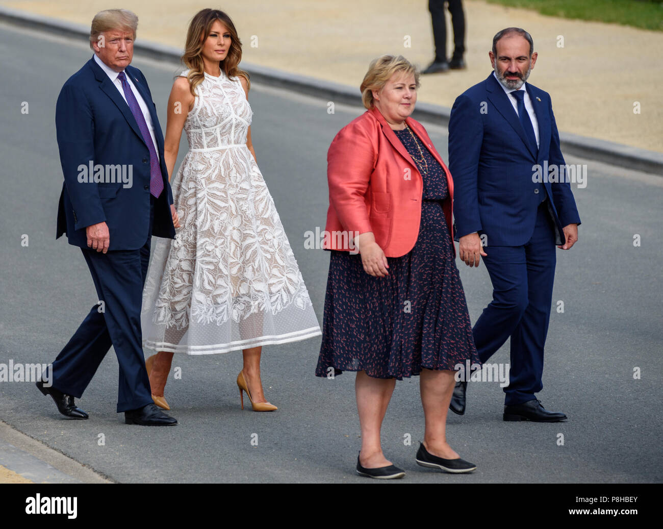 Brussels, Belgium. 11th July, 2018. 11.07.2018. BRUSSELS, BELGIUM. Melania  Trump and Donald Trump, during Family photo before Working dinner, during  NATO SUMMIT 2018 Credit: Gints Ivuskans/Alamy Live News Stock Photo - Alamy