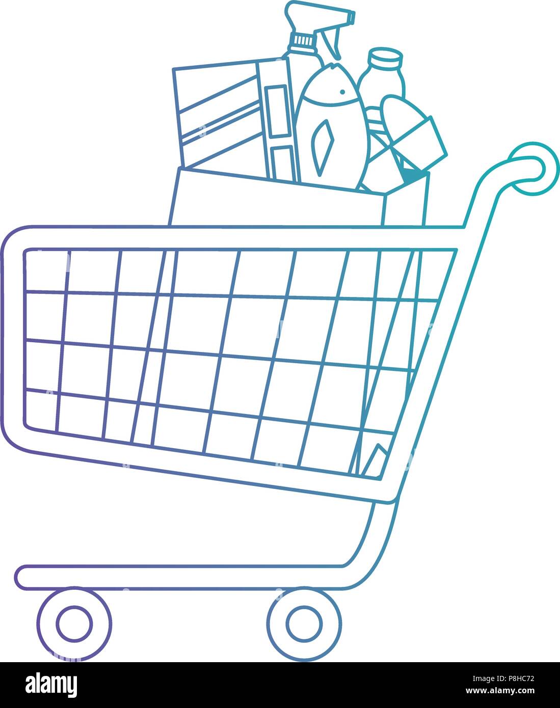 shopping cart with supermarket products Stock Vector Image & Art - Alamy