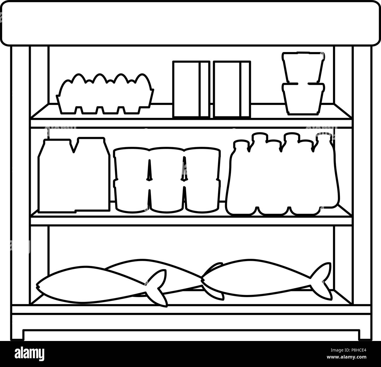 Supermarket interior render Black and White Stock Photos & Images - Alamy