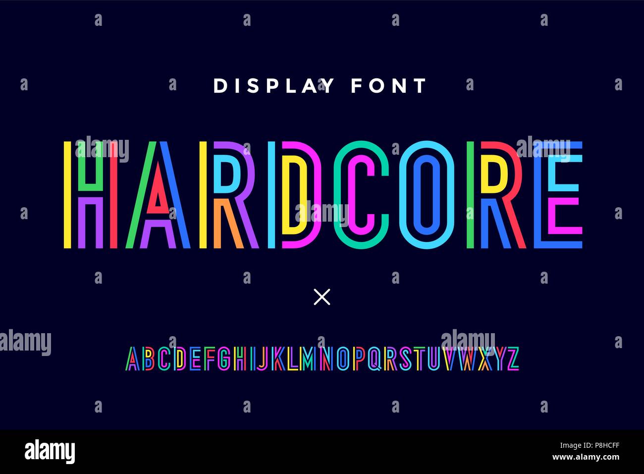 Line condensed alphabet and font Stock Vector