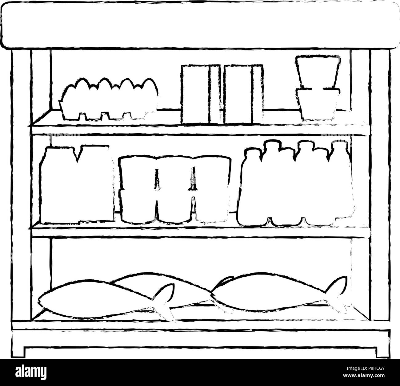 Supermarket interior render Black and White Stock Photos & Images - Alamy