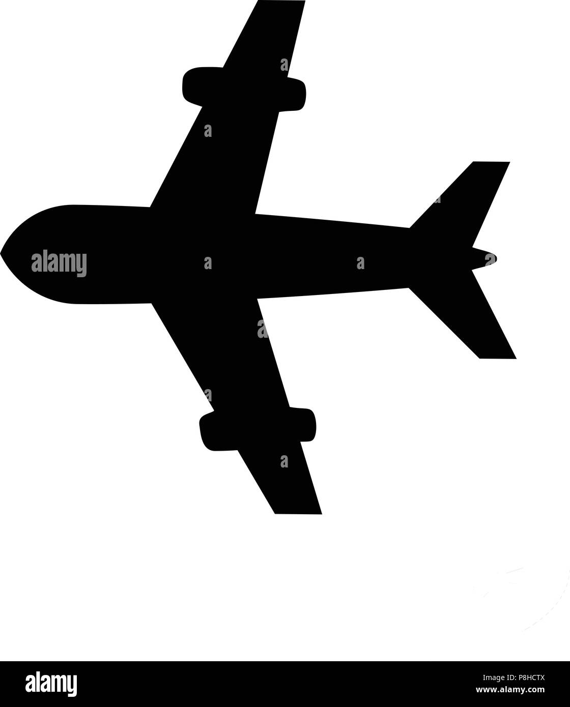 Vector black silhouette illustration of plane icon isolated on white ...