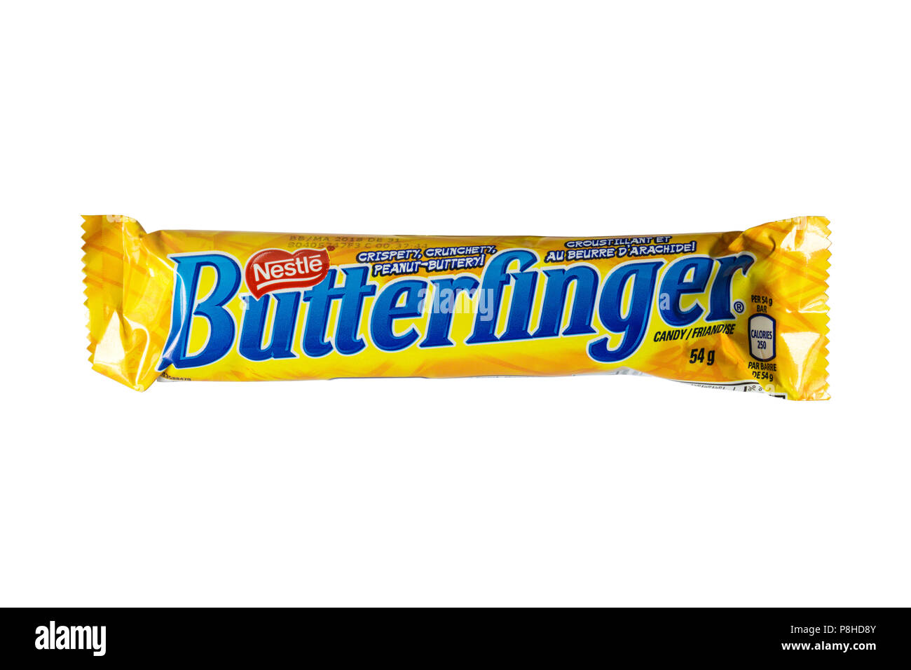 Butterfinger peanut butter and chocolate bar, made by Nestle. Stock Photo