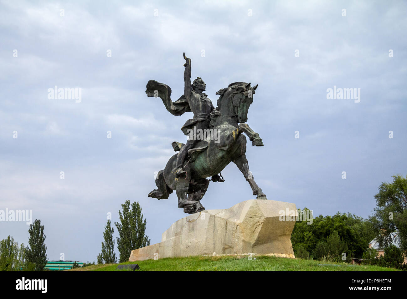 Alexander Suvorov Statue in Tiraspol, Transnistria, Moldova. Aleksandr Suvorov is the founder of the city, and a major Russian military leader of the  Stock Photo