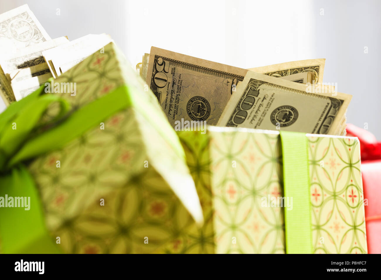 Money In A Gift Box Stock Photo Alamy money-in-a-gift-box-stock-photo-alamy