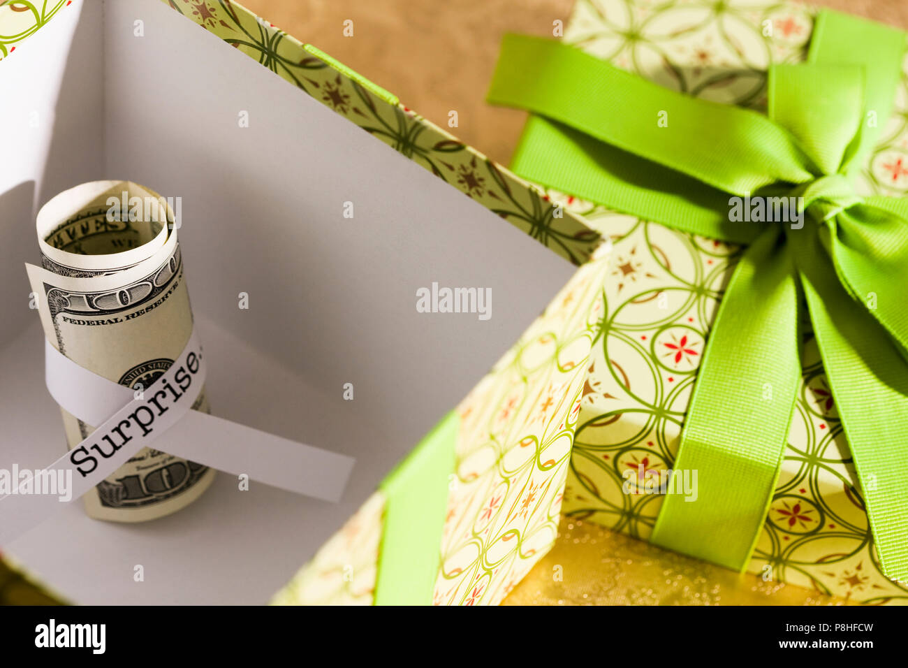 Money In A Gift Box Stock Photo Alamy money-in-a-gift-box-stock-photo-alamy