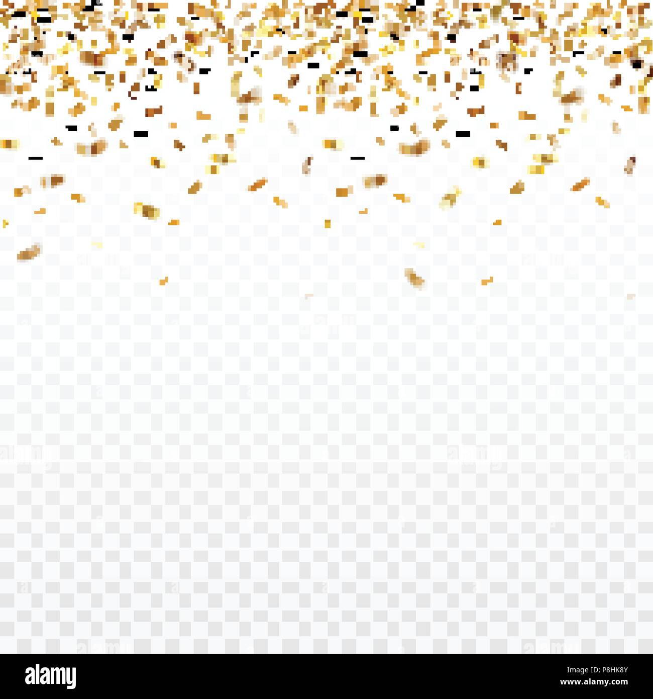 Stock vector illustration gold confetti isolated on a transparent ...