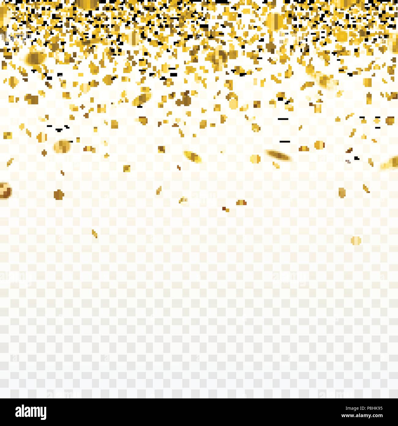 Stock vector illustration gold confetti isolated on a transparent ...