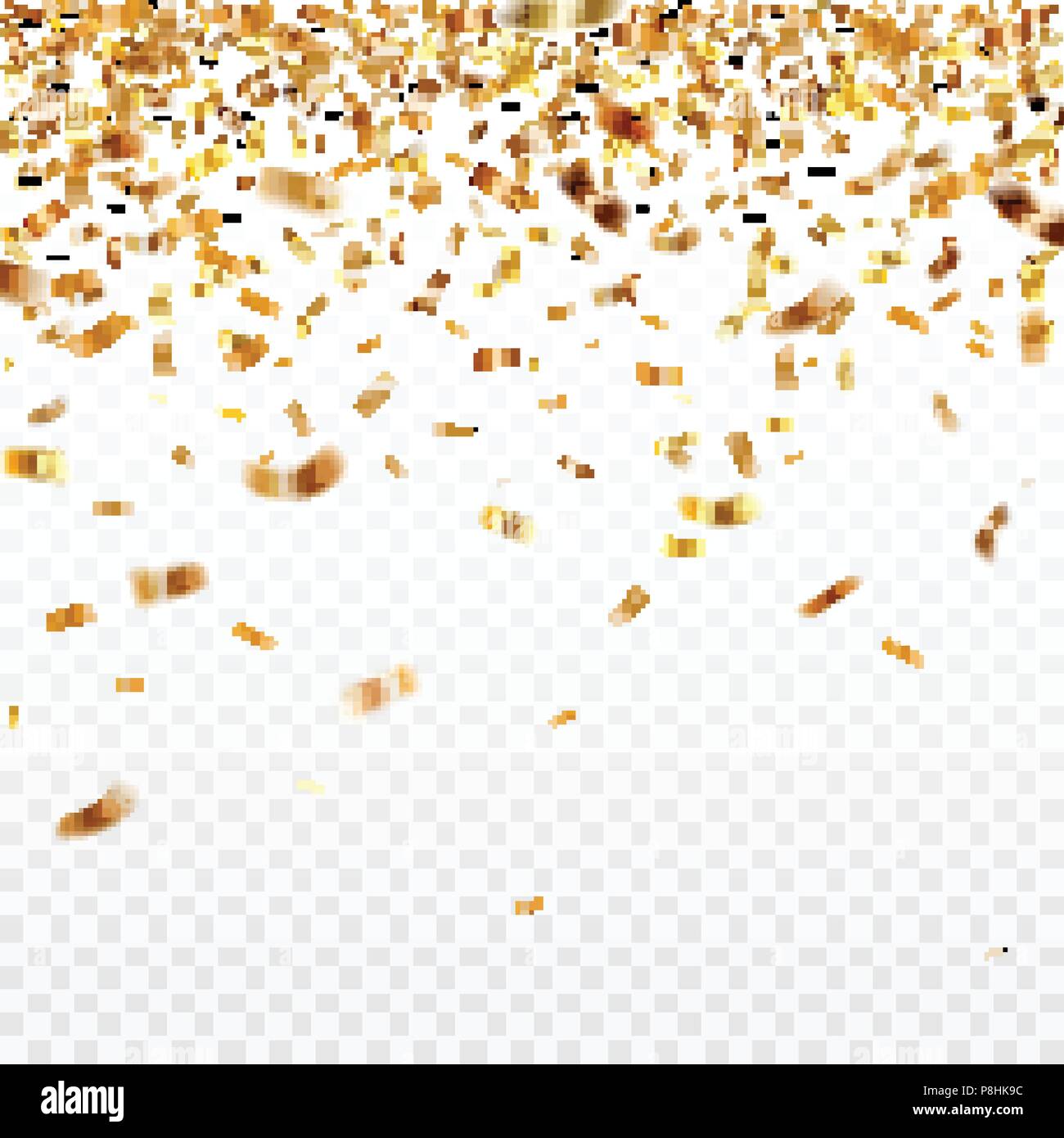 Stock vector illustration gold confetti isolated on a transparent ...