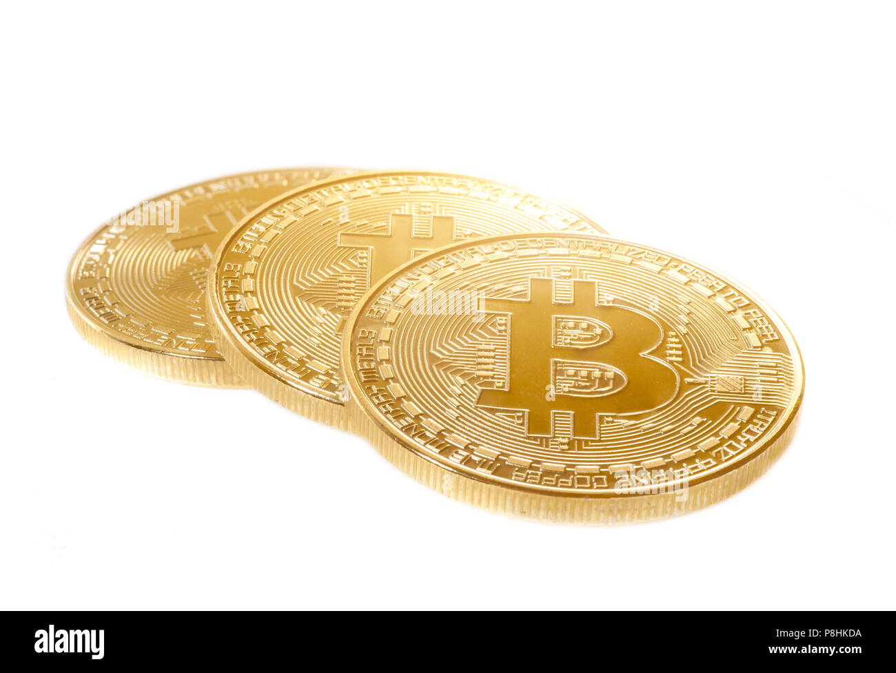 Bitcoin. Physical bit coin. Digital currency. Cryptocurrency. Golden coin  with bitcoin symbol isolated on white background Stock Photo - Alamy