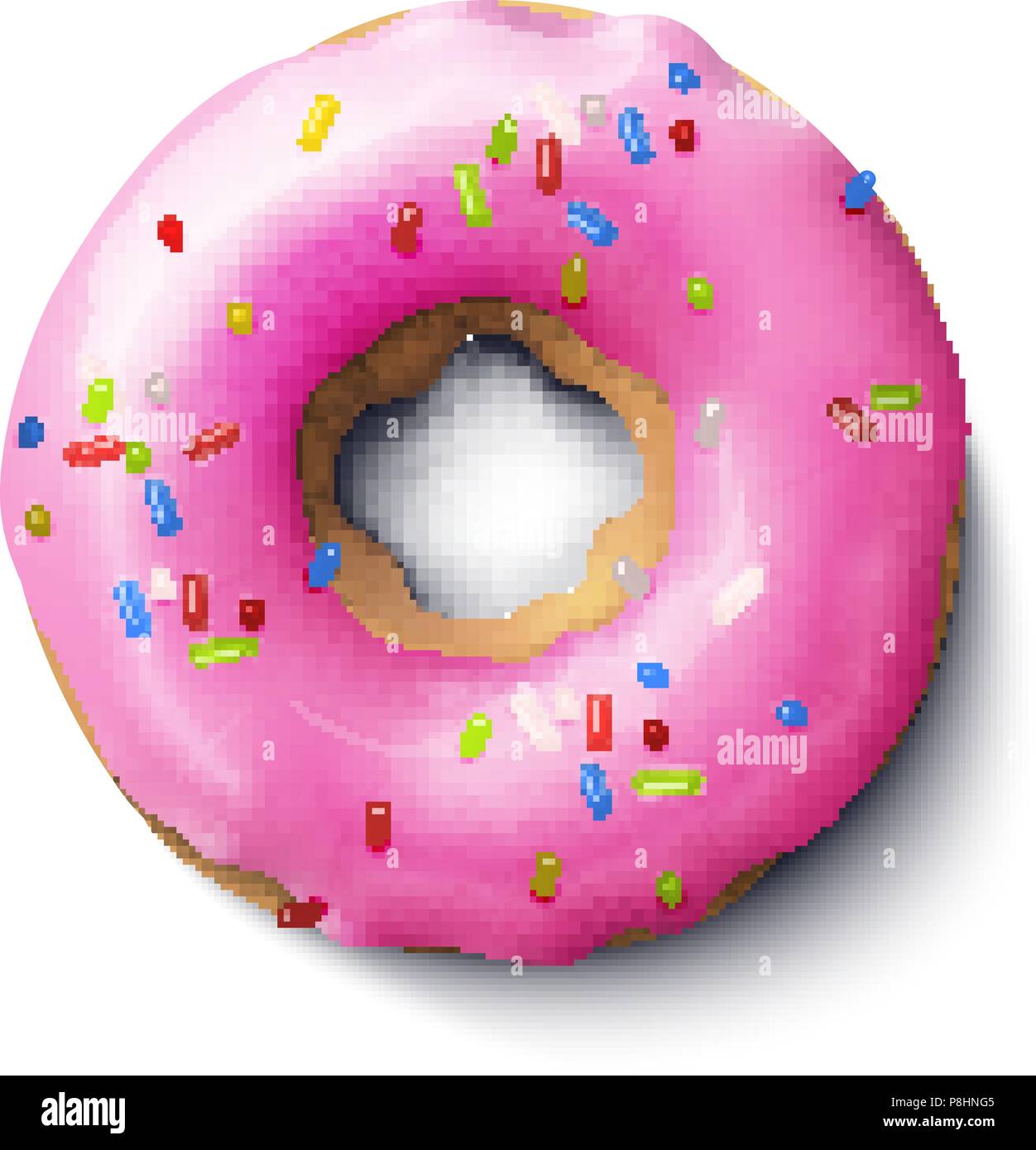 Stock vector illustration realistic donut. Pink icing. Donut isolated ...