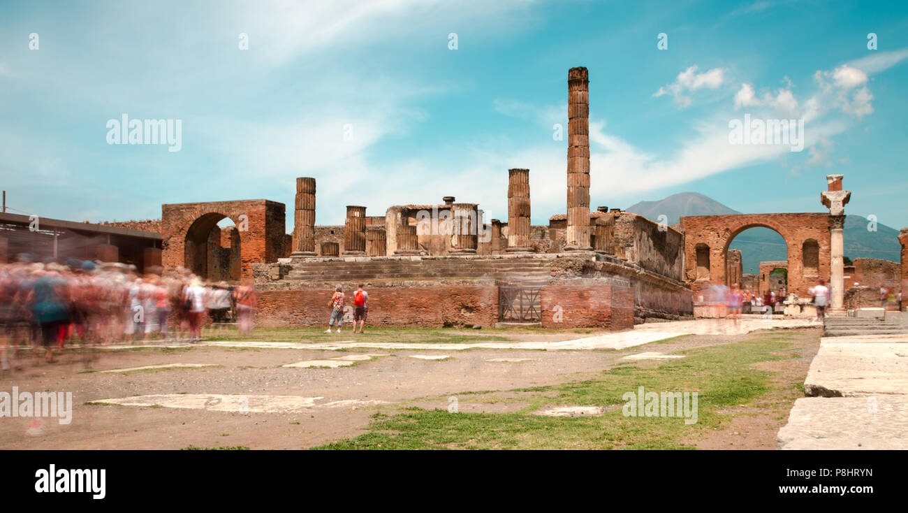 ancient ruins of the forum in pompeii Stock Photo