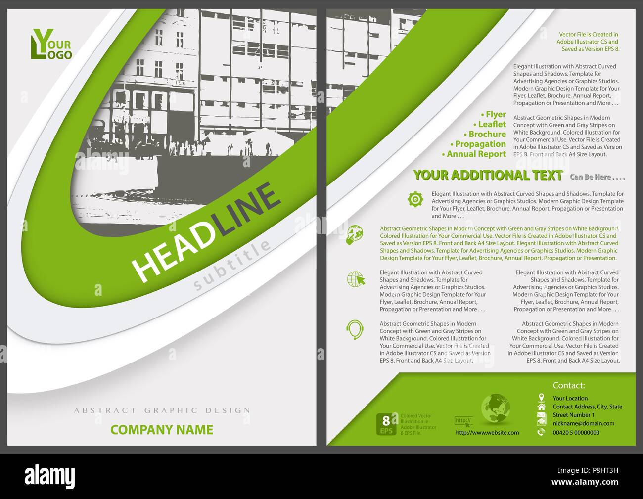 Flyer Template with Stripes and City Drawing Stock Vector Image & Art ...
