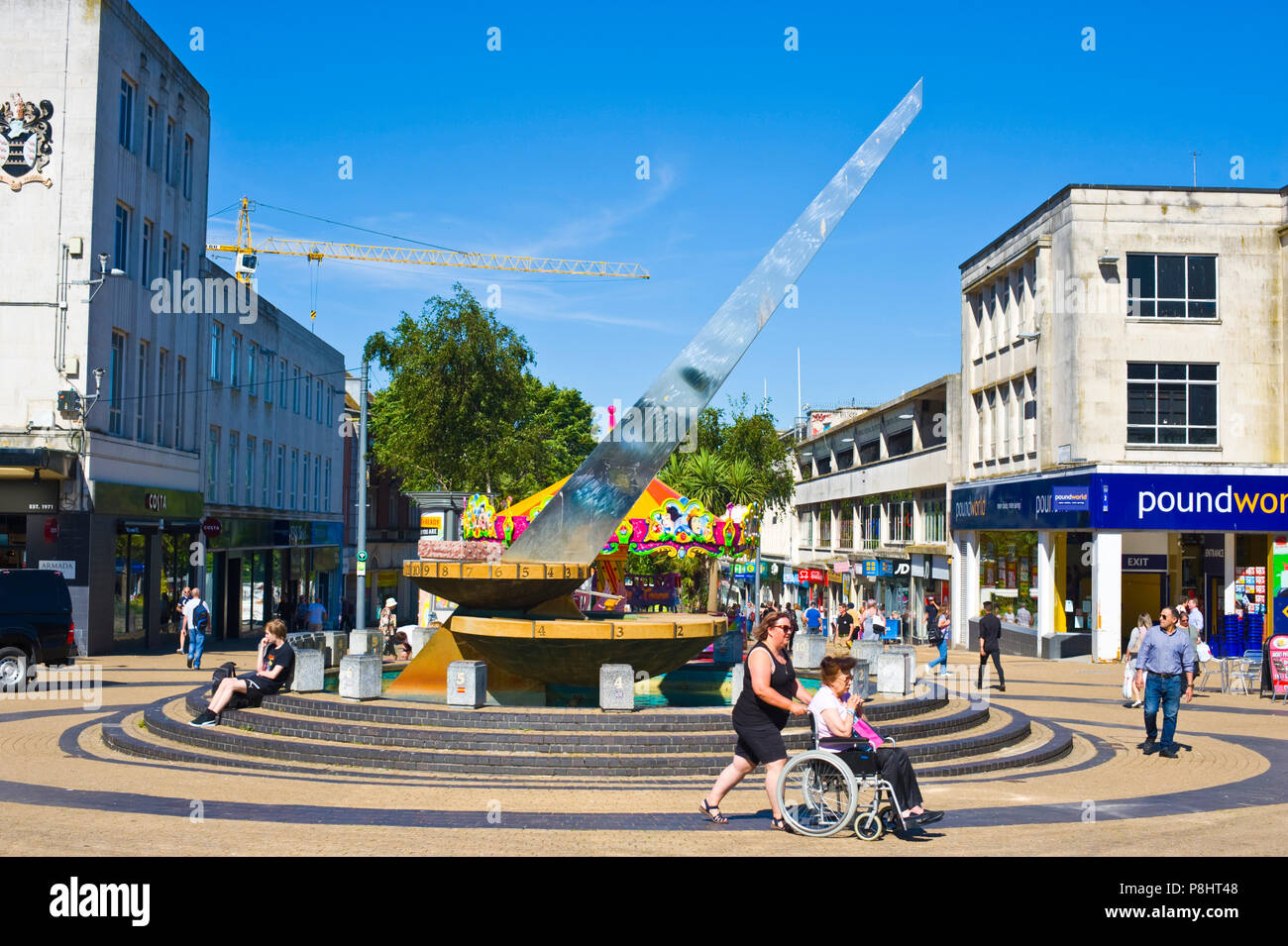 Giant sundial in city centre Plymouth Devon England UK Stock Photo