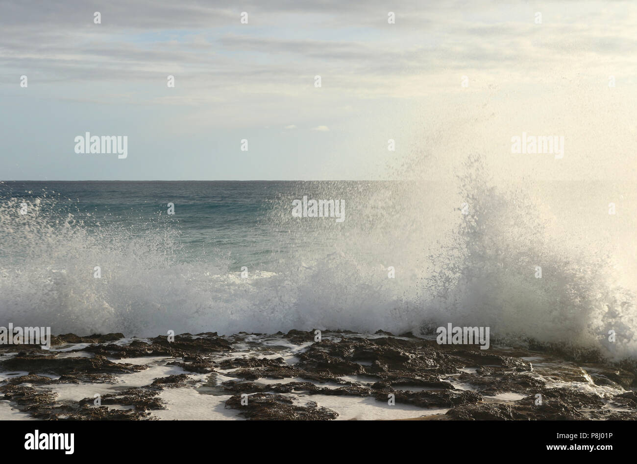 Beach scene at Keawaula Beach, north of Makaha. Keawaula Beach, Kaena Point State Park, Makaha, Oahu Island, Hawaii, USA. Stock Photo