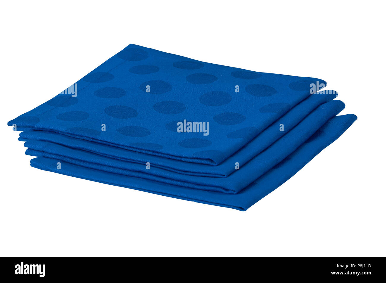 Folded cotton napkin isolated on white background. Include clipping path. Stock Photo