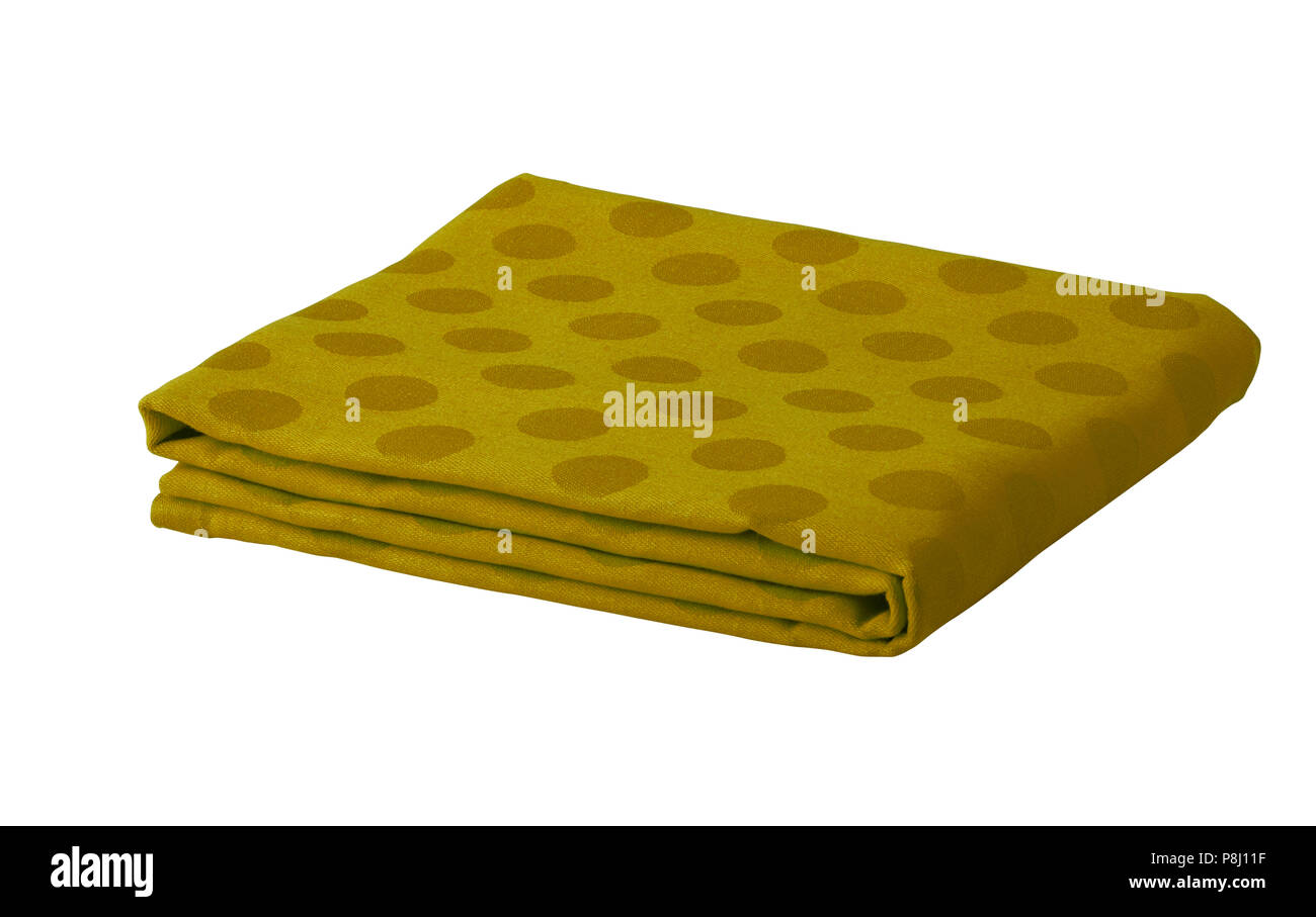 Folded cotton napkin isolated on white background. Include clipping path. Stock Photo
