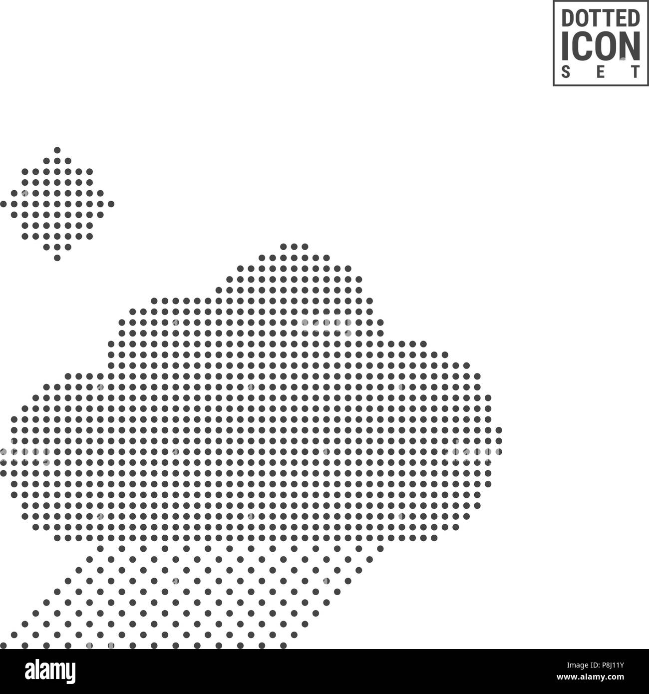 Rain and Sun Dot Pattern Icon. Cloud Rain Dotted Icon Isolated on White Background. Vector Icon of Weather Stock Vector
