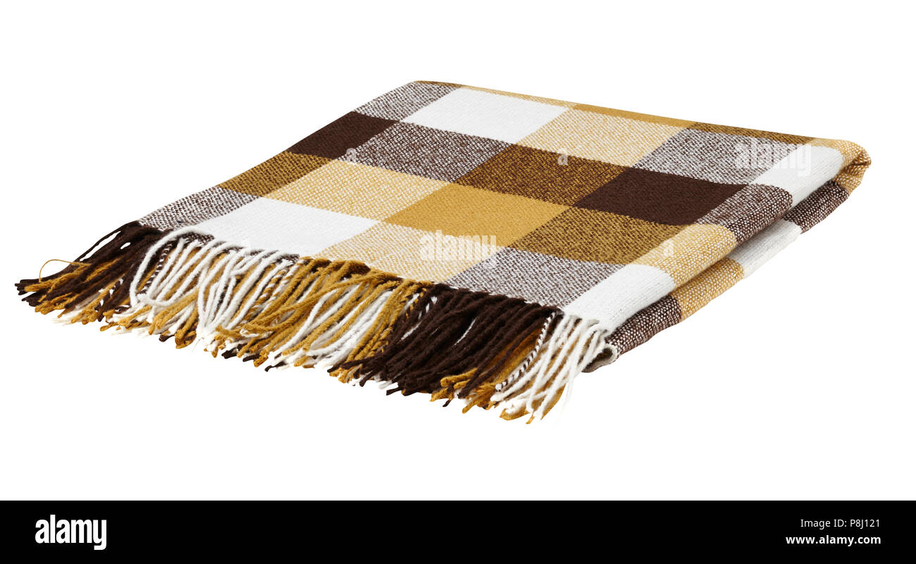 Wool blanket isolated on white background. Include clipping path. Stock Photo