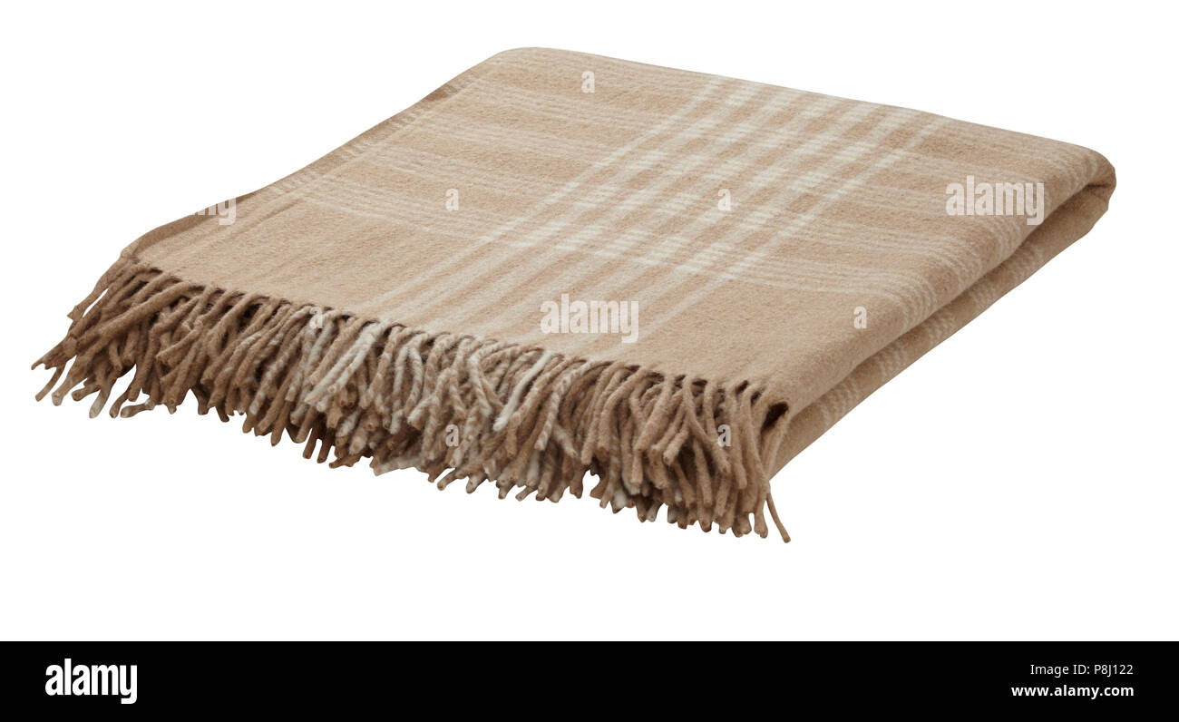 Wool plaid isolated on white background. Include clipping path. Stock Photo