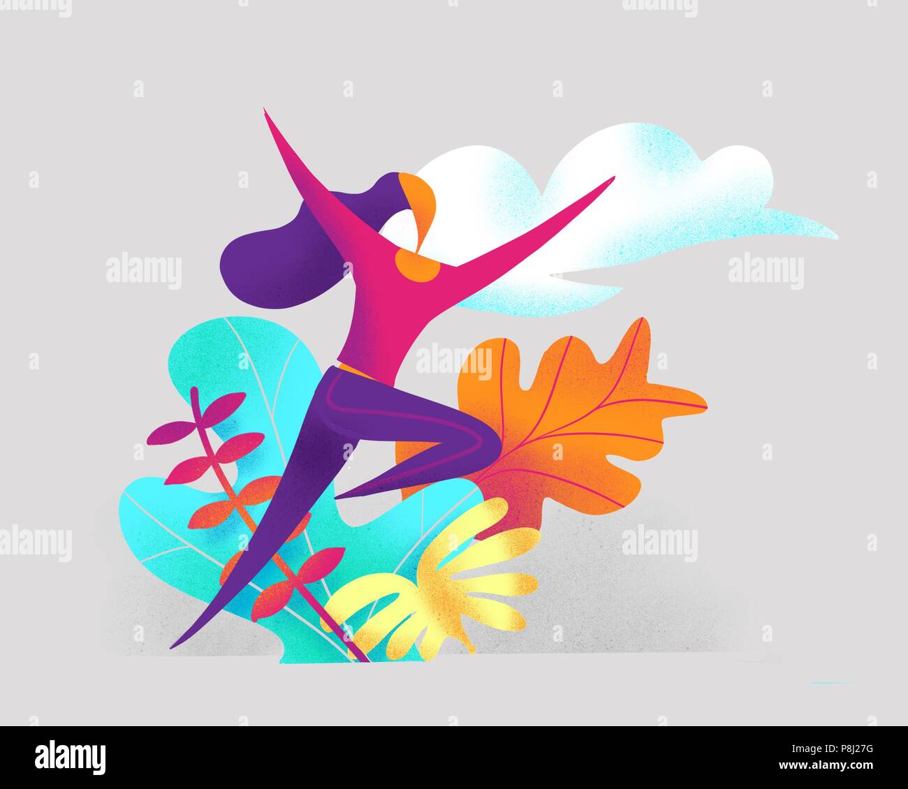 Girl involved in an immersive colorful nature Stock Photo - Alamy