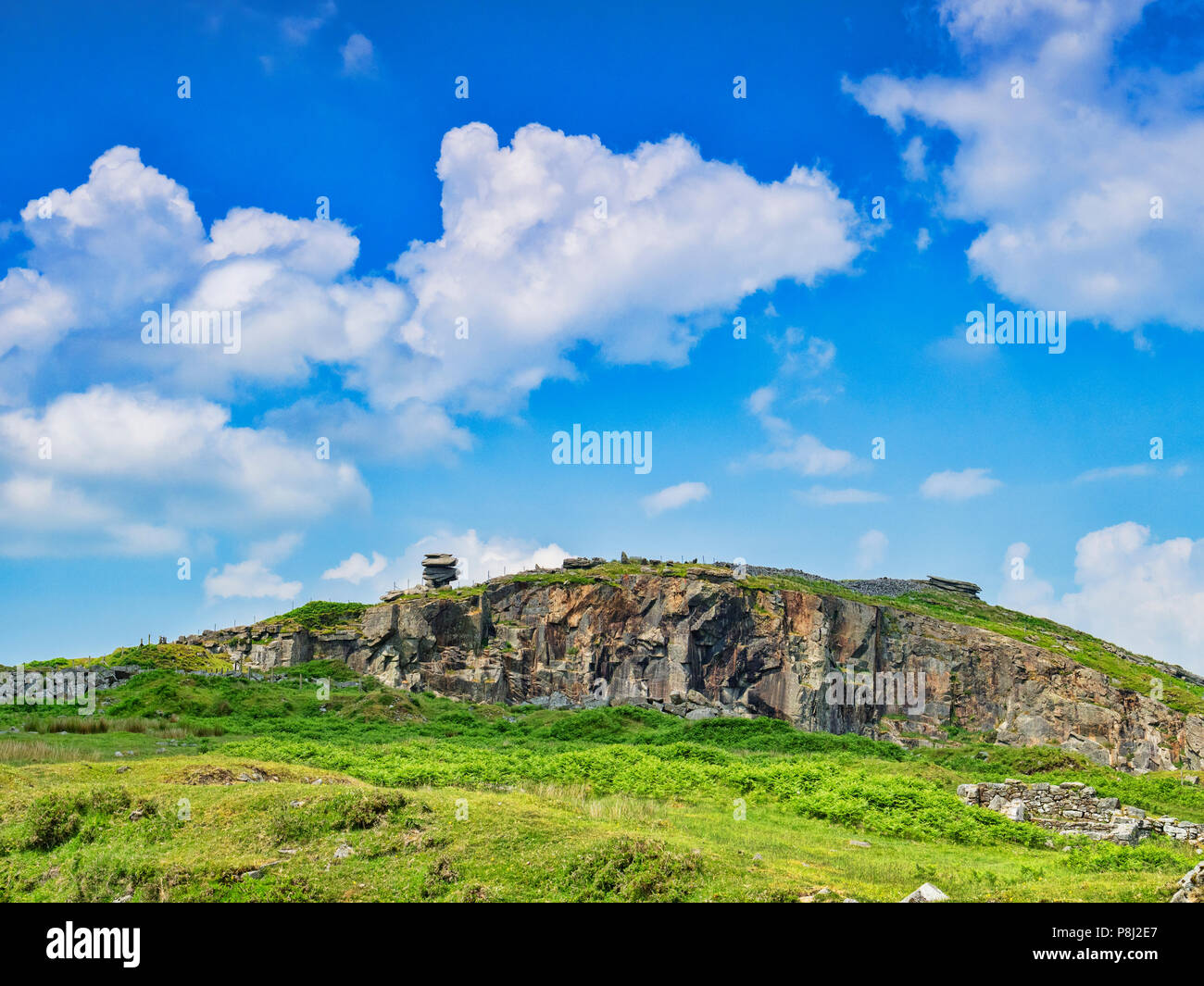 Stowe's Hill, with its disused granite quarry, and on top is the Cheesewring, a famous tor. Stock Photo