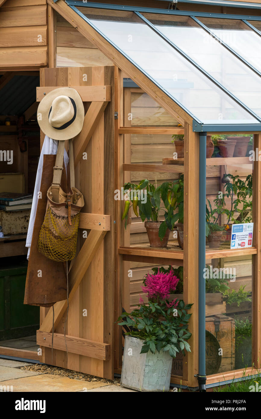 Timber greenhouse & potting shed, on display & for sale on Gabriel Ash