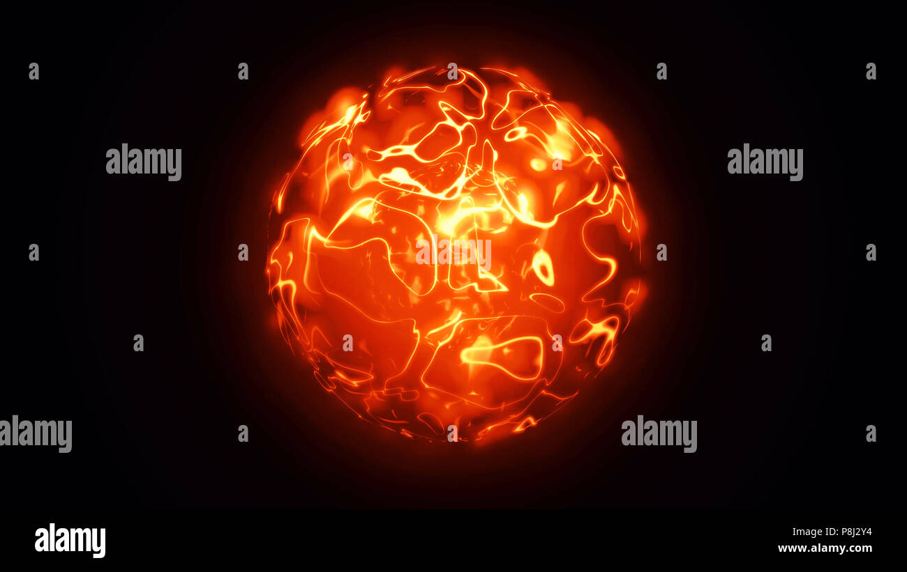3d illustration of abstract isolated fiery red and orange magical orb Stock Photo