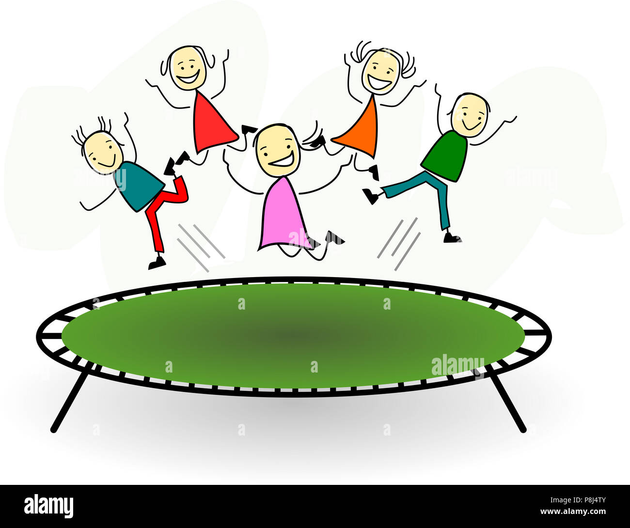 Girl jumping on trampoline outdoors Cut Out Stock Images & Pictures Alamy
