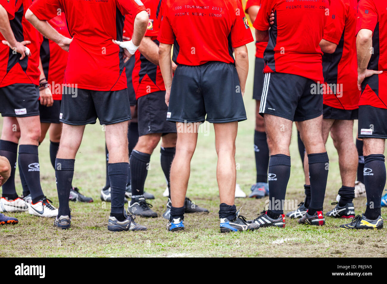POINTNOIRE/CONGO - 18MAY2013 - Team of amateur friends playing rugby ...