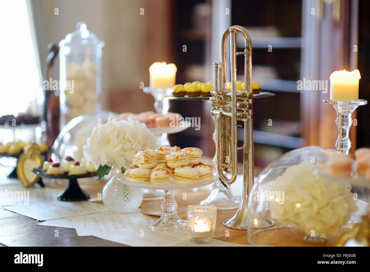 Beautiful Desserts Sweets And Candy Table At Wedding Reception Ot