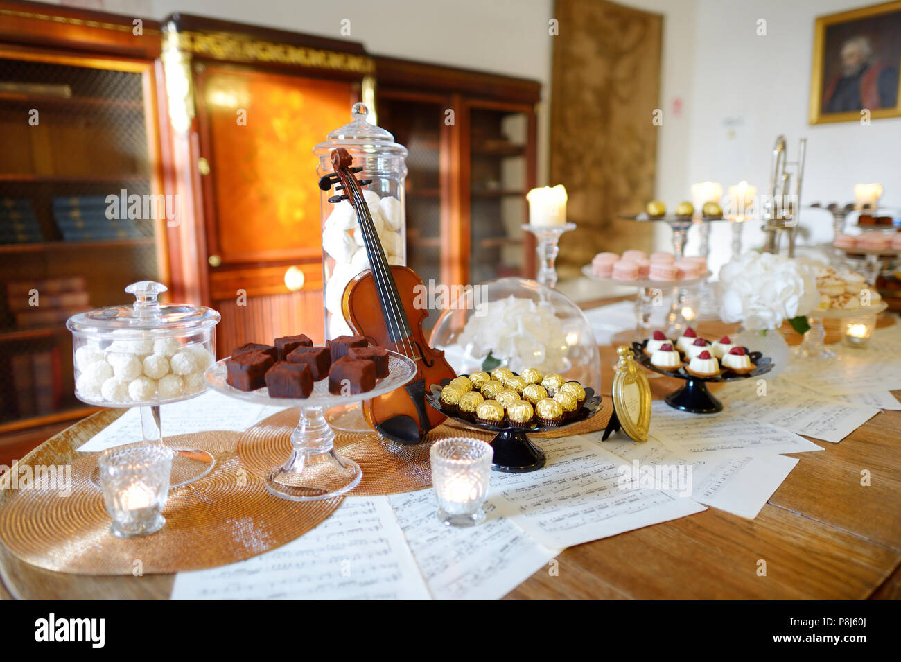 Beautiful Desserts Sweets And Candy Table At Wedding Reception Ot