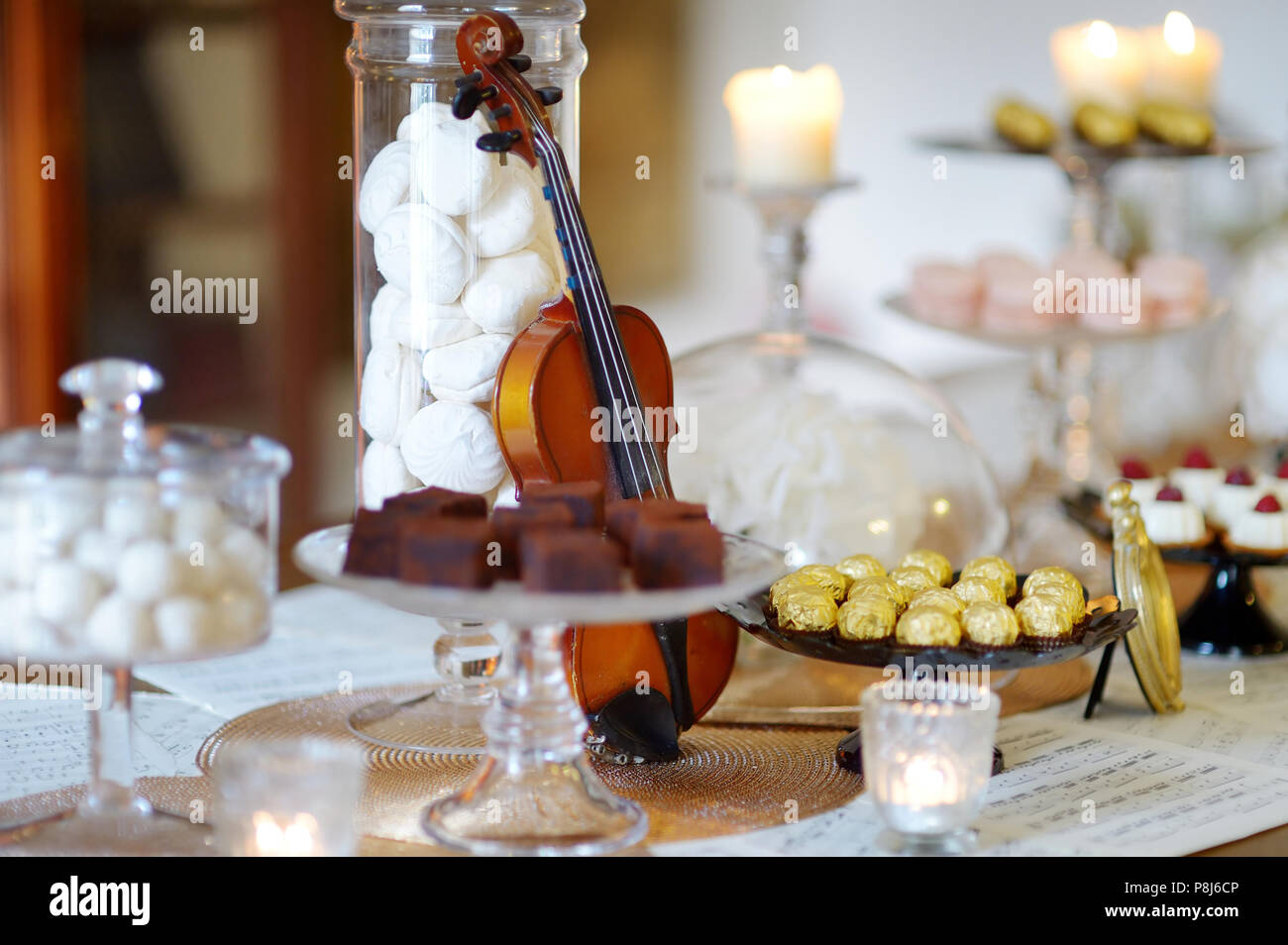 Beautiful Desserts Sweets And Candy Table At Wedding Reception Ot