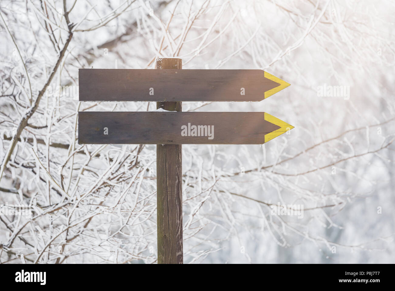 Wooden pole direction signs hi-res stock photography and images - Alamy
