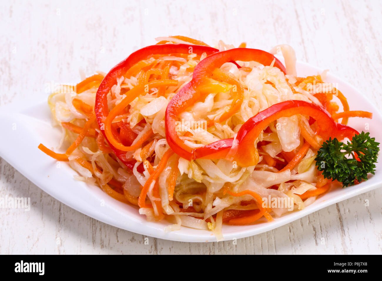 Traditional fermented cabbage sauerkraut in the bowl Stock Photo Alamy