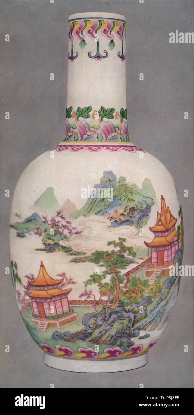 'Porcelain Bottle in the Ku Yueh Hsuan Style. Ch'Ien Long Period, 1736-1796', (1928). Artist: Unknown. Stock Photo