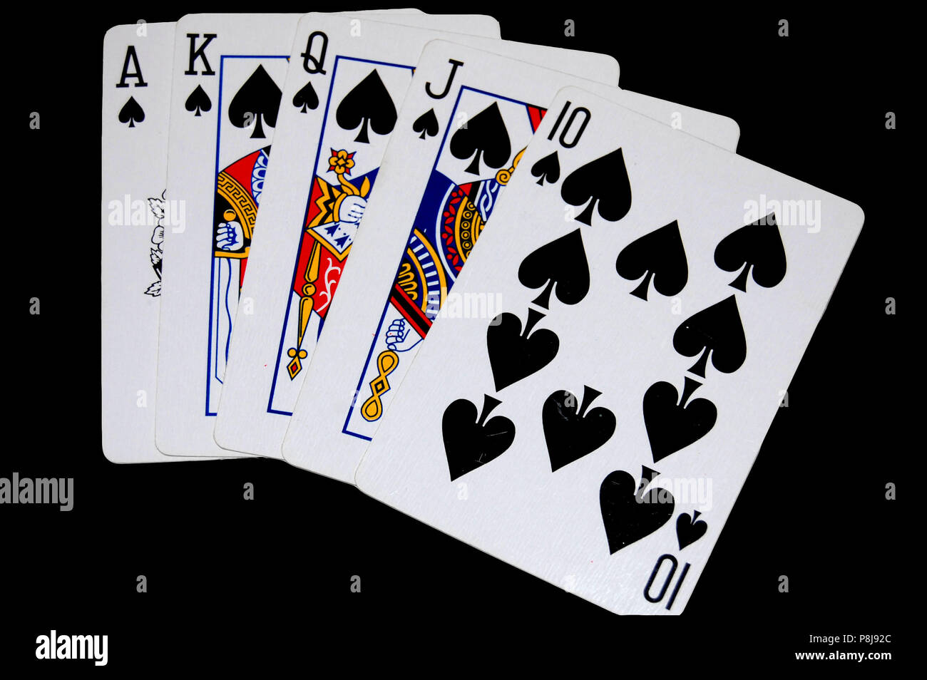 royal flush playing cards poker game isolated Stock Photo Alamy