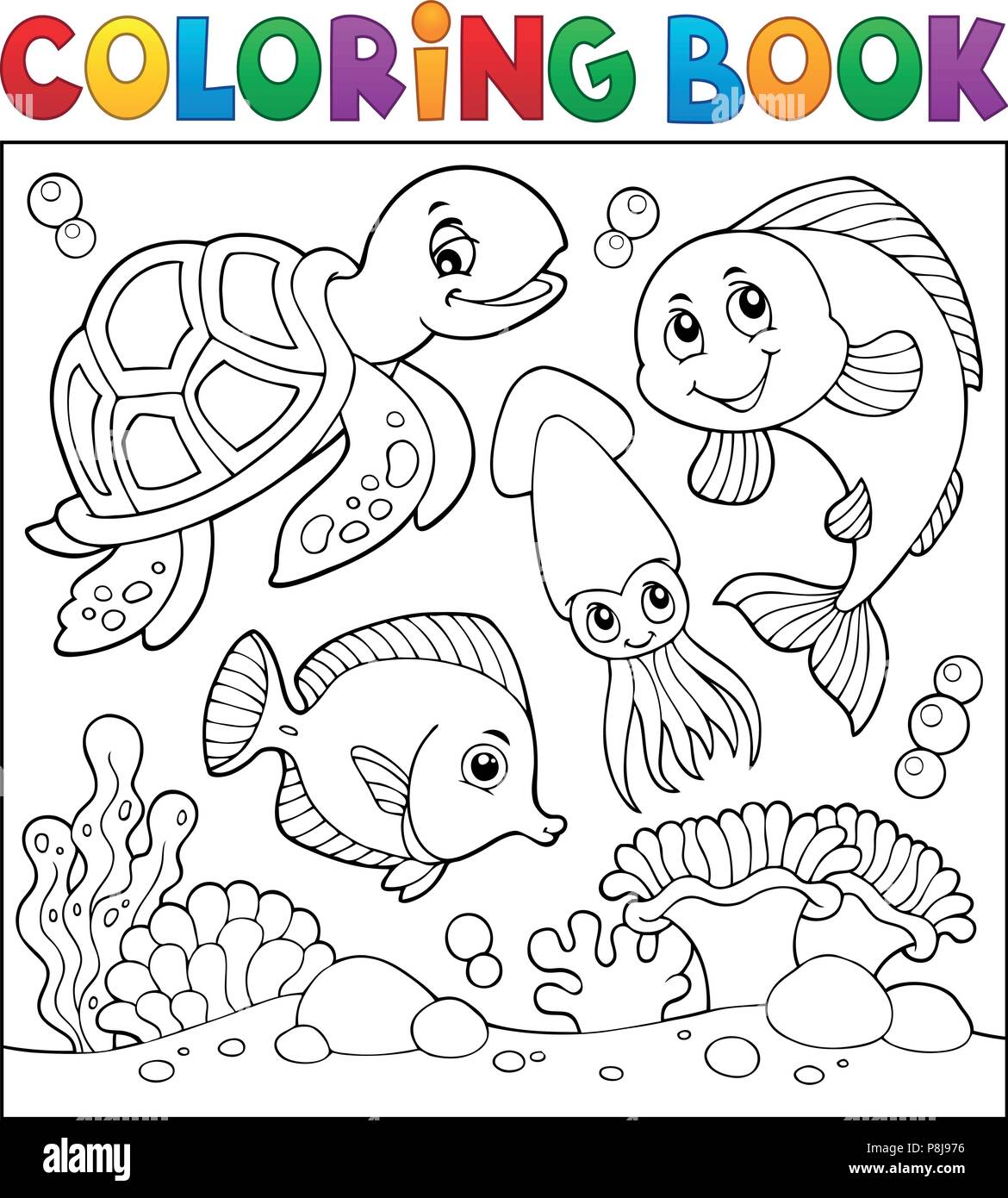 Download Coloring Book Sea Life Theme 1 Eps10 Vector Illustration Stock Vector Image Art Alamy