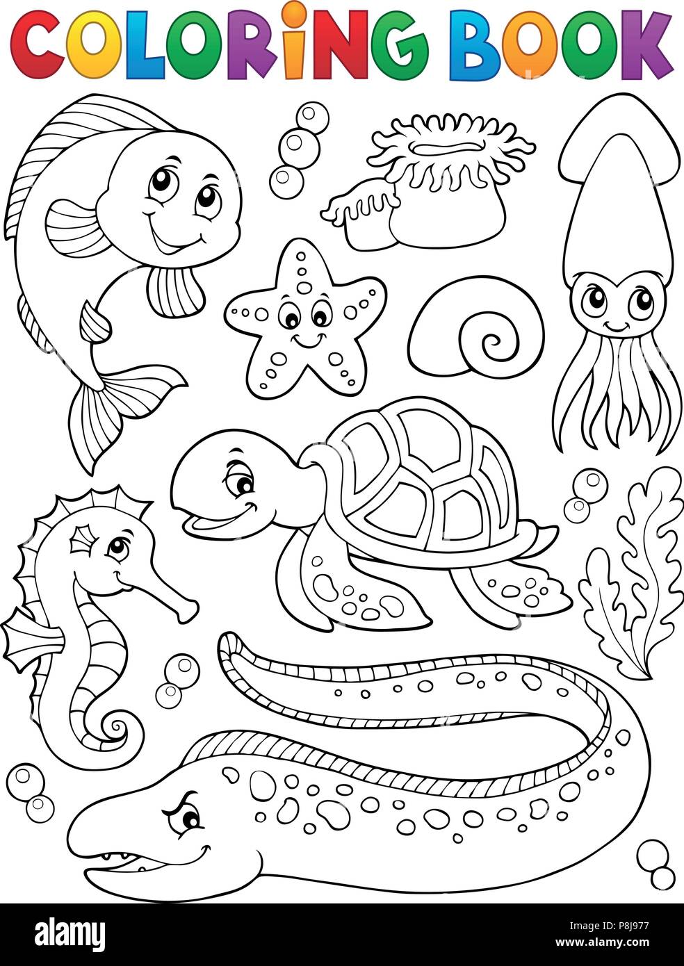 Coloring book sea life collection 1 - eps10 vector illustration Stock  Vector Image & Art - Alamy