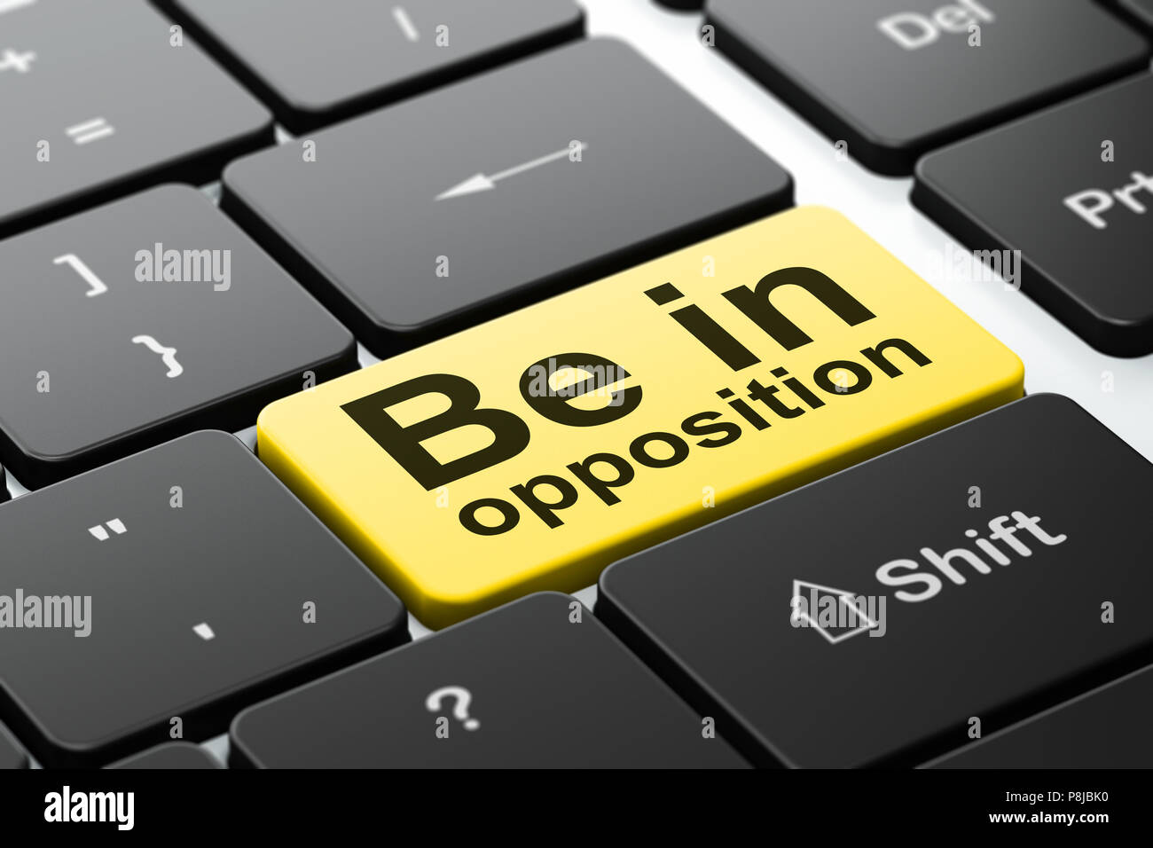 Politics concept Be in Opposition on computer keyboard background Stock Photo Alamy