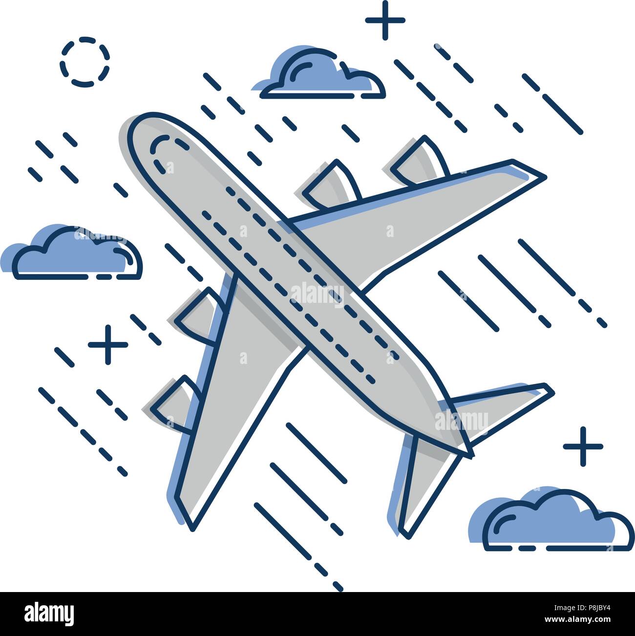 Airplane plane airliner icon isolated on white background. Flat and ...