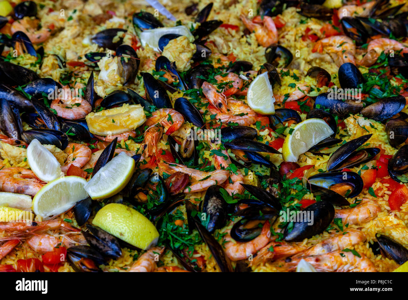 Takeaway Paella For Sale, Borough Market, London, England Stock Photo