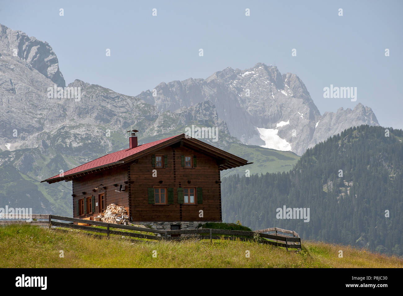 remote mountain hut near Garmisch-Partenkirchen. Stock Photo