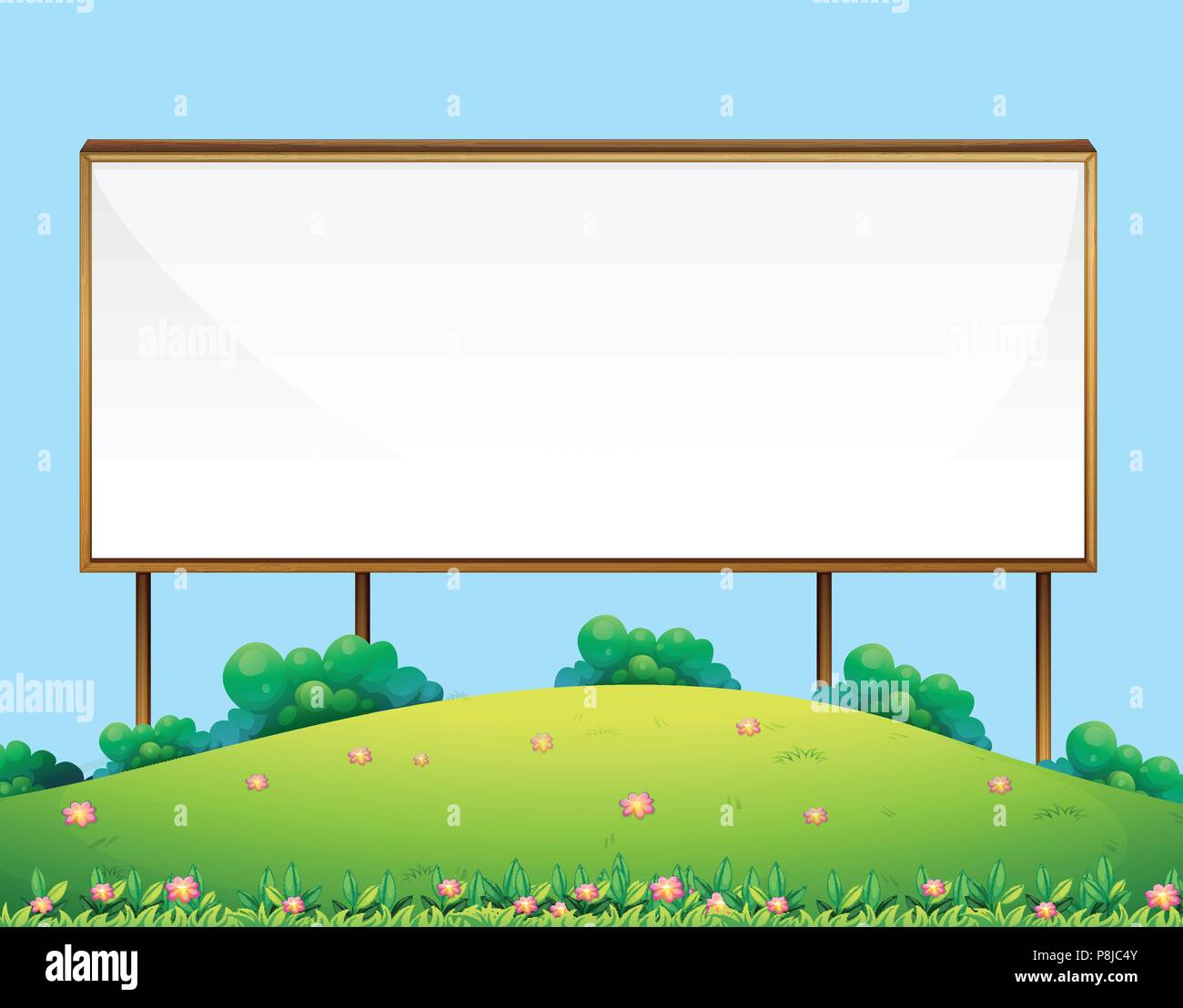 Wooden Blank Sign Board in Nature illustration Stock Vector Image & Art ...
