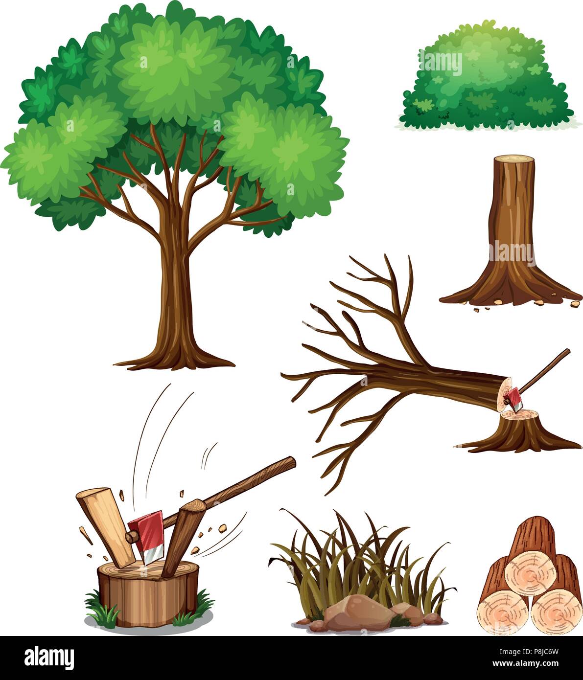 A Set of Cutting Tree illustration Stock Vector Image & Art Alamy