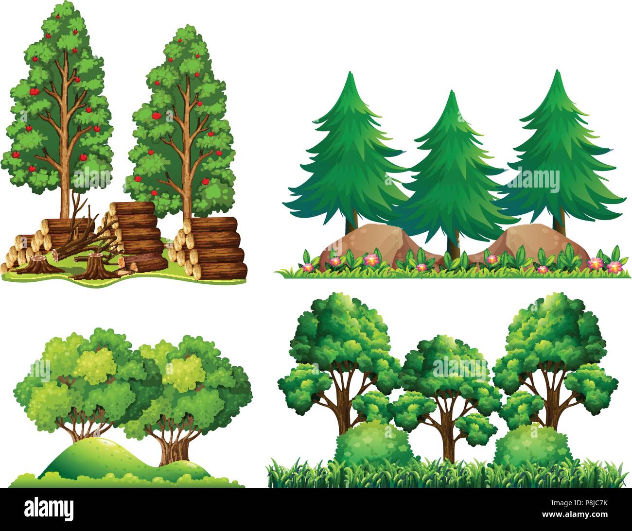 A Set of Forest Landscape illustration Stock Vector Image & Art - Alamy
