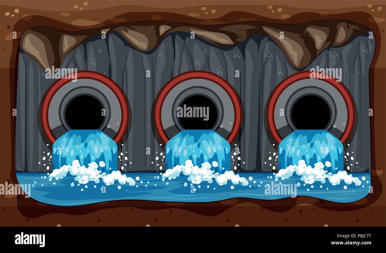 Underground Water Sewer Pipe System illustration Stock Vector Image