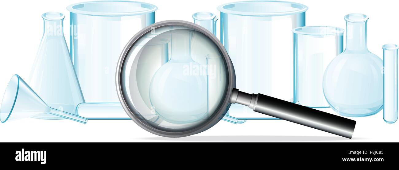 Laboratory Equipments on White Background illustration Stock Vector