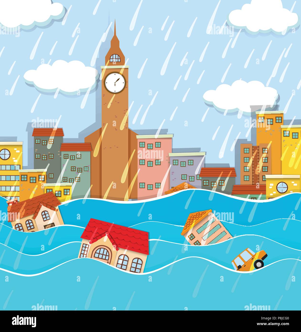 A Flood in Big City illustration Stock Vector Image & Art - Alamy
